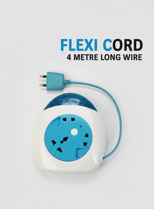 Flexi Cord Extension Board | 4 Metre Long Wire | Universal Socket | Heavy Duty Power Extension