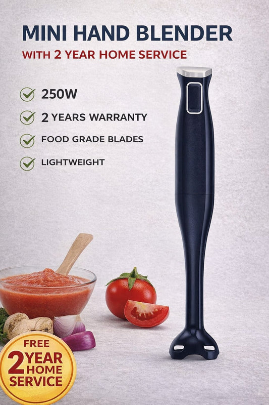 Mini Hand Blender 250W | Food Grade Blades | Lightweight Design | 2 Years Warranty | Free 2 Year Home Service