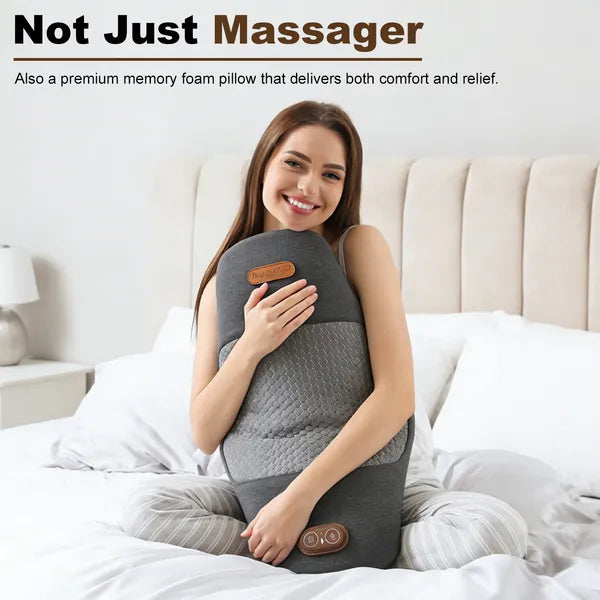 2 In 1 Electric Lumbar Massager Support Pillow Memory Foam Lower Back Massager With Heat Vibration Adapter For Pain Relief